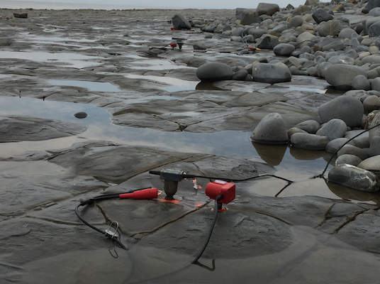 Geophysical survey one fractured limestone pavement, Kilve, UK.